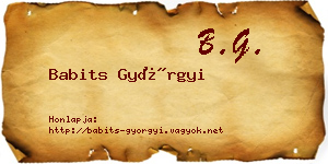 Babits Györgyi névjegykártya